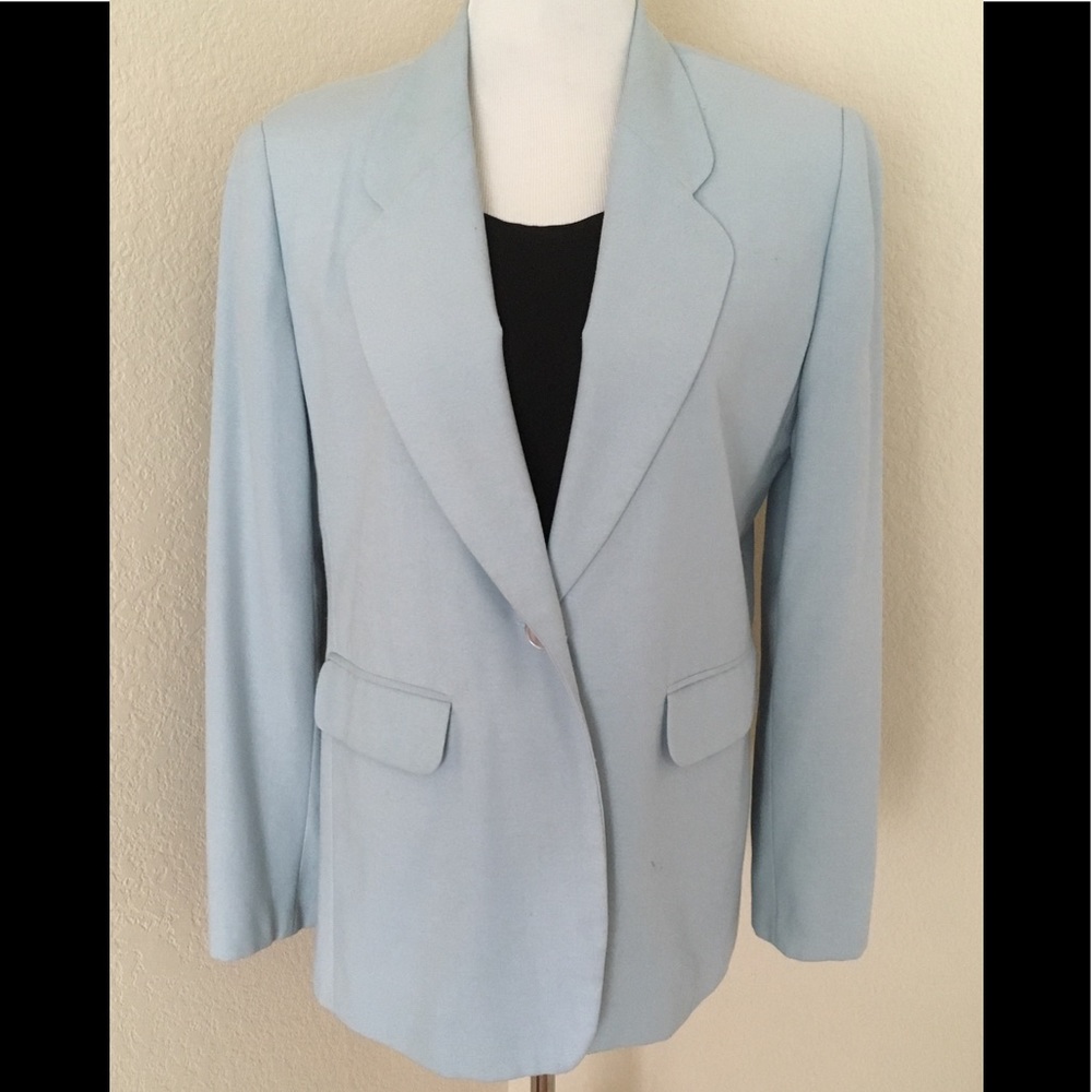 Blazer jacket loose fit pale blue one button - Picture 3 of 9